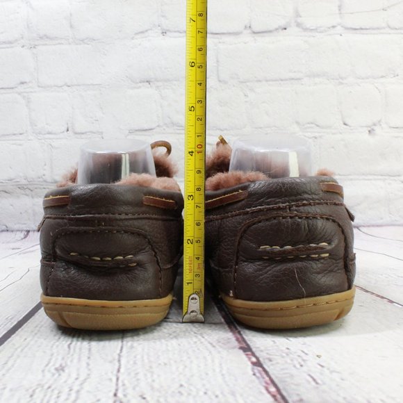 LL Bean Slippers Wicked Good Moosehide Slipper Moccasin Brown Leather Size 11 M - Picture 8 of 9